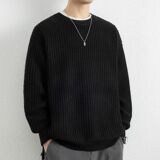 1506/MYM2371/P56羊毛混纺粗针重磅圆领套头毛衣百搭宽松慵懒3，男装针织衫/毛衣，星座1506-1