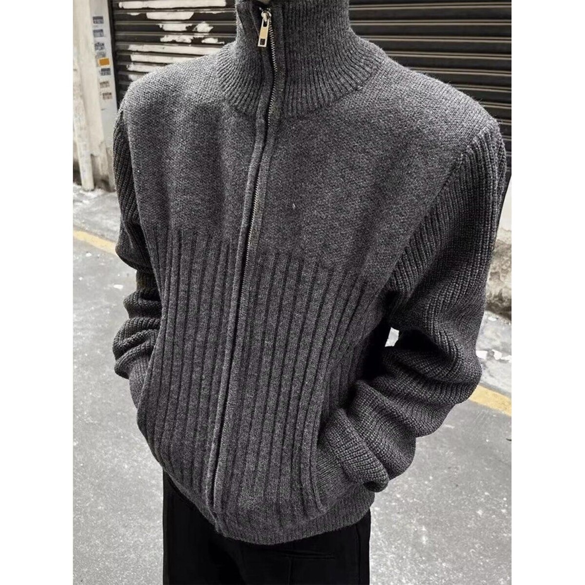 1506-1/MM58061/P70秋冬厚实百搭软糯简约实穿松弛感拉链毛衣男图片