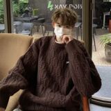 1506/MX0151/P47毛衣男秋冬季加厚慵懒风贴标圆领针织衫1，男装针织衫/毛衣，星座1506-1