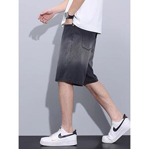 1506-1/KG581/P41烟灰色高街牛仔短裤男图片
