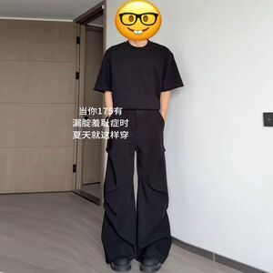 1506/Q2280/P44美式秋季新款潮牌宽松微喇垂感休闲长裤1图片