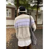 1506-1/MG421/P67复古休闲慵懒风V领针织衫男纯色外套ins，男装针织衫/毛衣，星座1506-1
