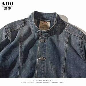 1506-1/JY80811/P60复古做旧机车牛仔夹克男士图片