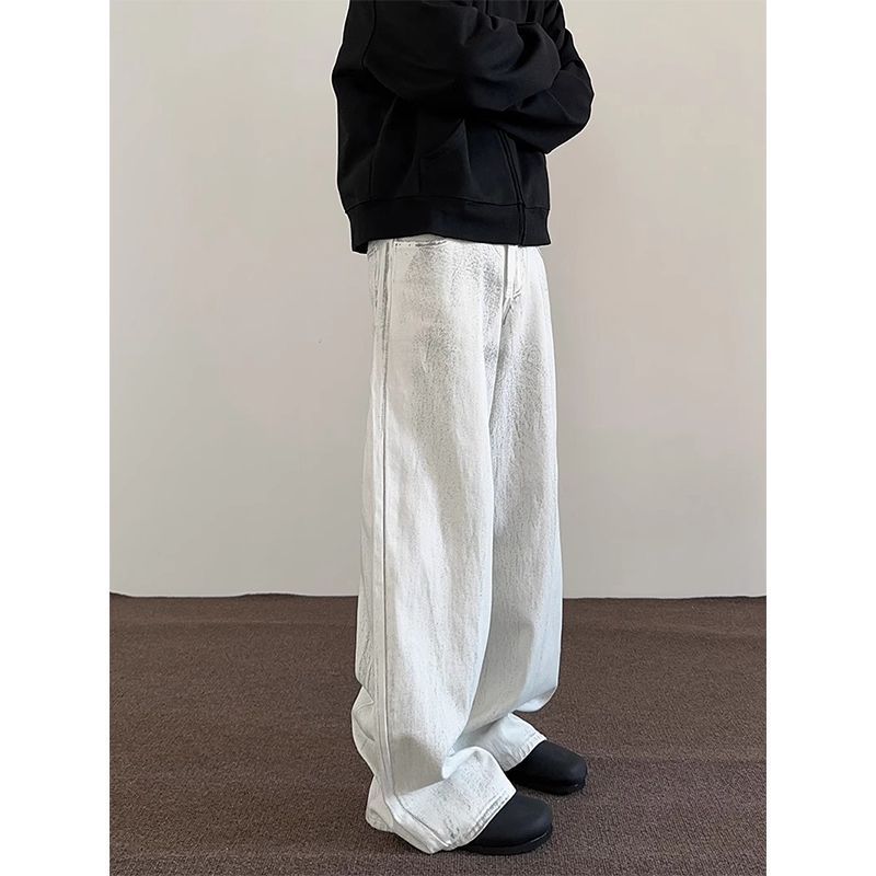 1506-1/KG5141/P44高街vibe水洗做旧白色扎染垂感牛仔裤男，男装牛仔裤，星座1506-1