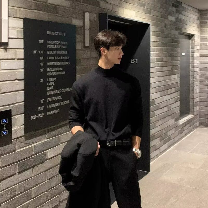 1506/M5211/P47高端大气男士毛衣半高领弹力针织打底衫1,男装T恤,星座1506-1