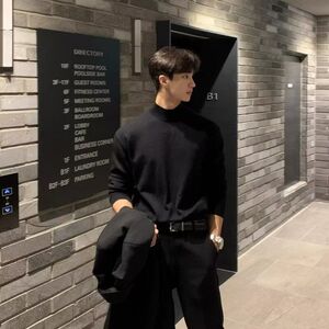 1506/M5211/P47高端大气男士毛衣半高领弹力针织打底衫1图片