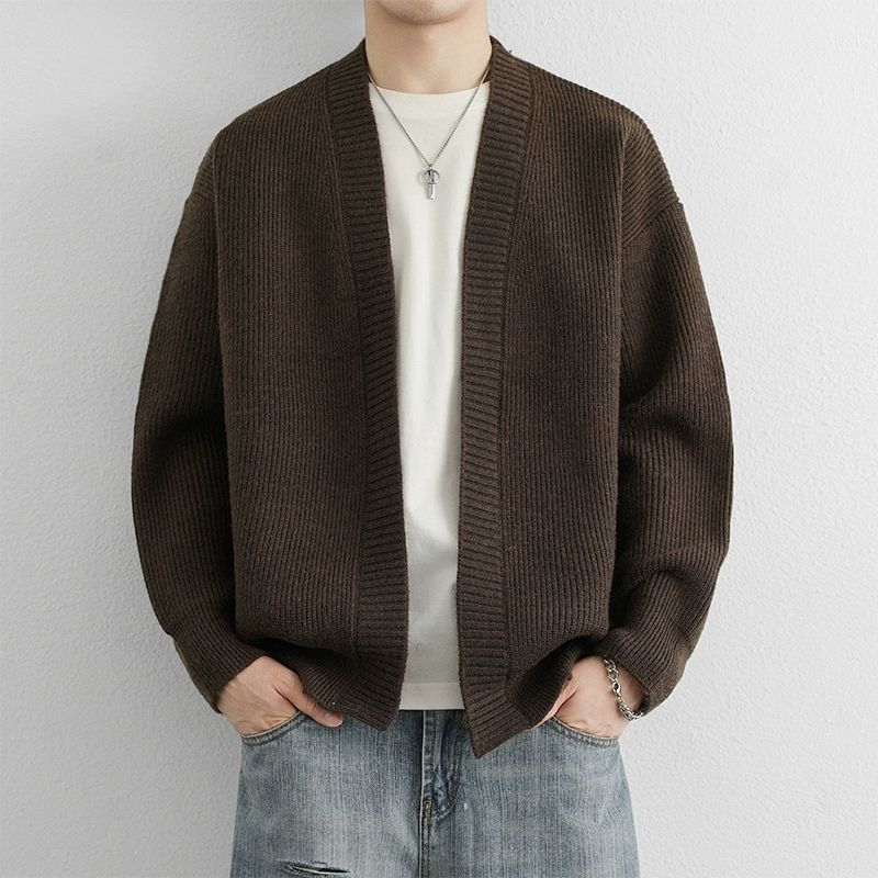 1506-1/MLR3041/P57麻花条纹v领针织衫开衫外套男，男装针织衫/毛衣，星座1506-1