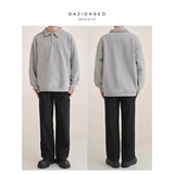 黑色正肩polo衫长袖男秋冬痞帅轻熟风英伦雅痞男装加绒打底衫卫衣，男装Polo衫，星座1506-1