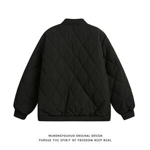 1506/BY66131/P64复古冬季菱形格子棒球服棉衣男保暖百搭棉服1图片