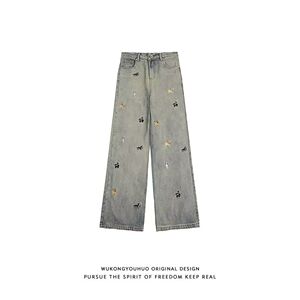 1506-1/K66251/P46美式刺绣做旧水洗牛仔裤男图片