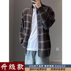 1506/MMY641/P62秋冬新款开衫毛衣美式复古休闲慵懒风V领针织衫1图片