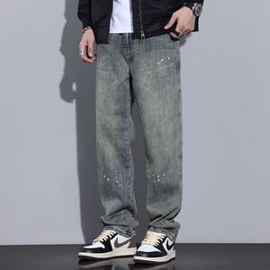 1506-1/KG4031/P44美式牛仔裤男士潮牌直筒宽松阔腿裤图片
