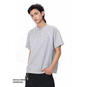 1506-12/TT901/P41短袖t恤男潮牌夏季宽松五分袖印花上衣图片