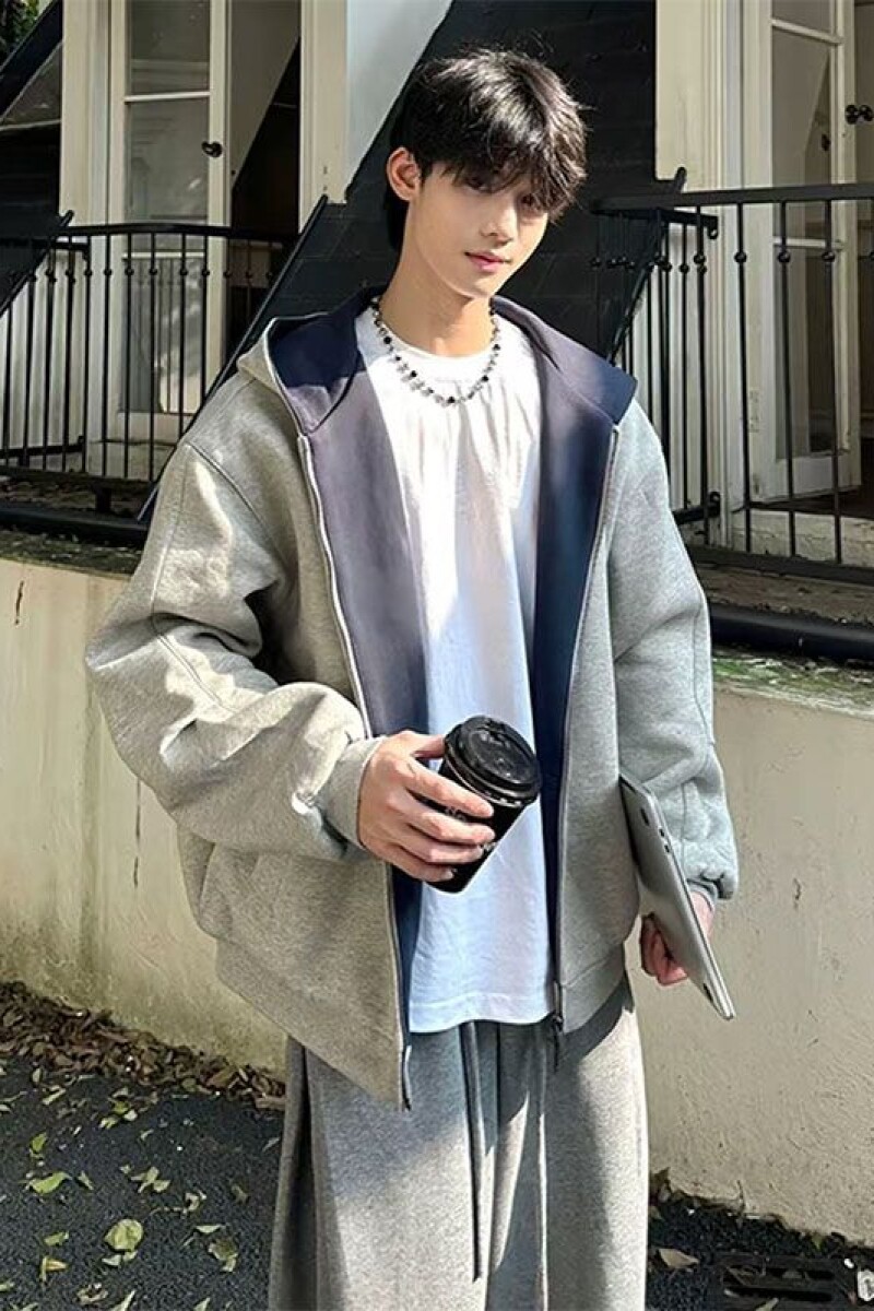 1506-1/WY831/P54美式简约cleanfit撞色连帽卫衣男,男装卫衣,星座1506-1