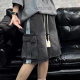 1506-1/KS011/P56拼接撞色大口袋工装牛仔短裤男女款五分裤子，男装牛仔裤，星座1506-1