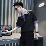 1506-1/TA67391/P41假两件男士polo衫短袖夏季，男装T恤，星座1506-1
