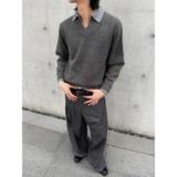 1506/MM051/P69冬季复古百搭宽松假两件V领撞色针织毛衣男2，男装针织衫/毛衣，星座1506-1
