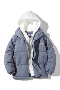 1506-1/WT08/P65冬季加厚男女同款宽松休闲牌假两件连帽棉衣3图片