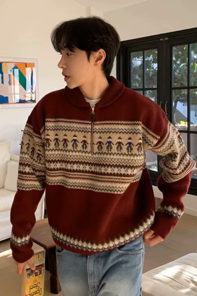 1506/M31651/P59秋冬新款开衫毛衣复古休闲慵懒风V领针织衫男1,男装针织衫/毛衣,星座1506-1