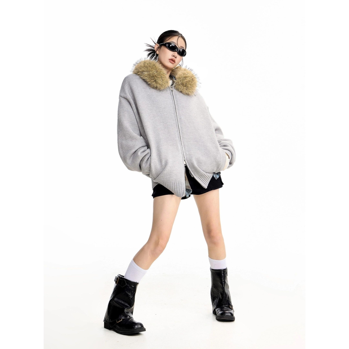 1506/WLR3061/P76美式复古毛领开衫连帽卫衣外套男女秋季上衣2，女装短外套，星座1506-1