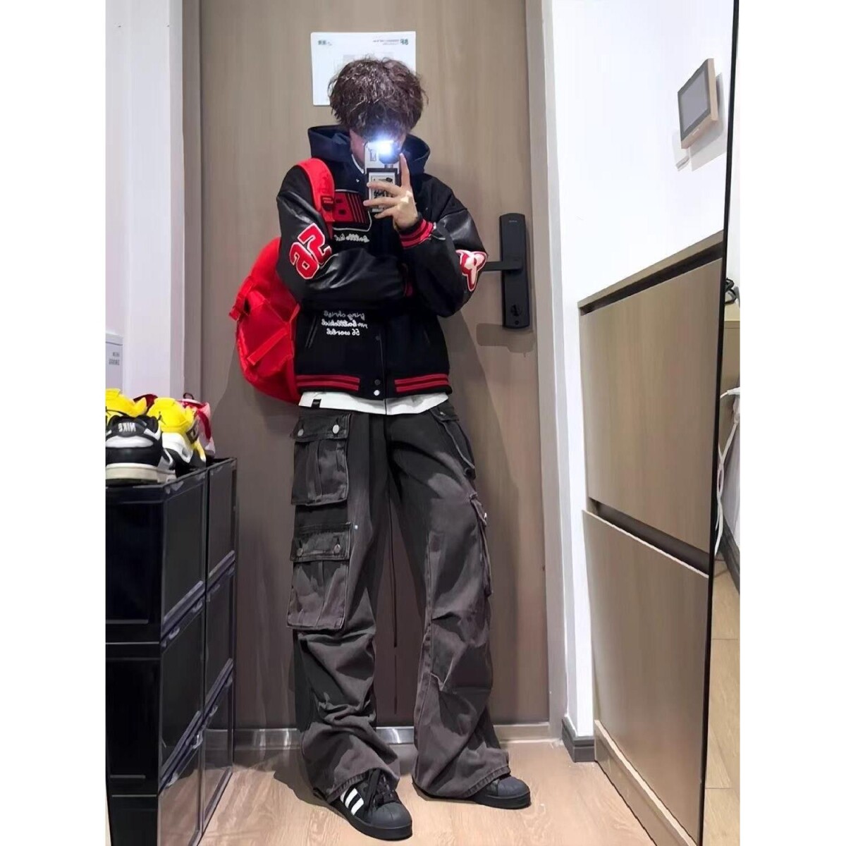1506-1/JC021/P62美式徽章拼接刺绣皮袖撞色棒球外套男,女装短外套,星座1506-1