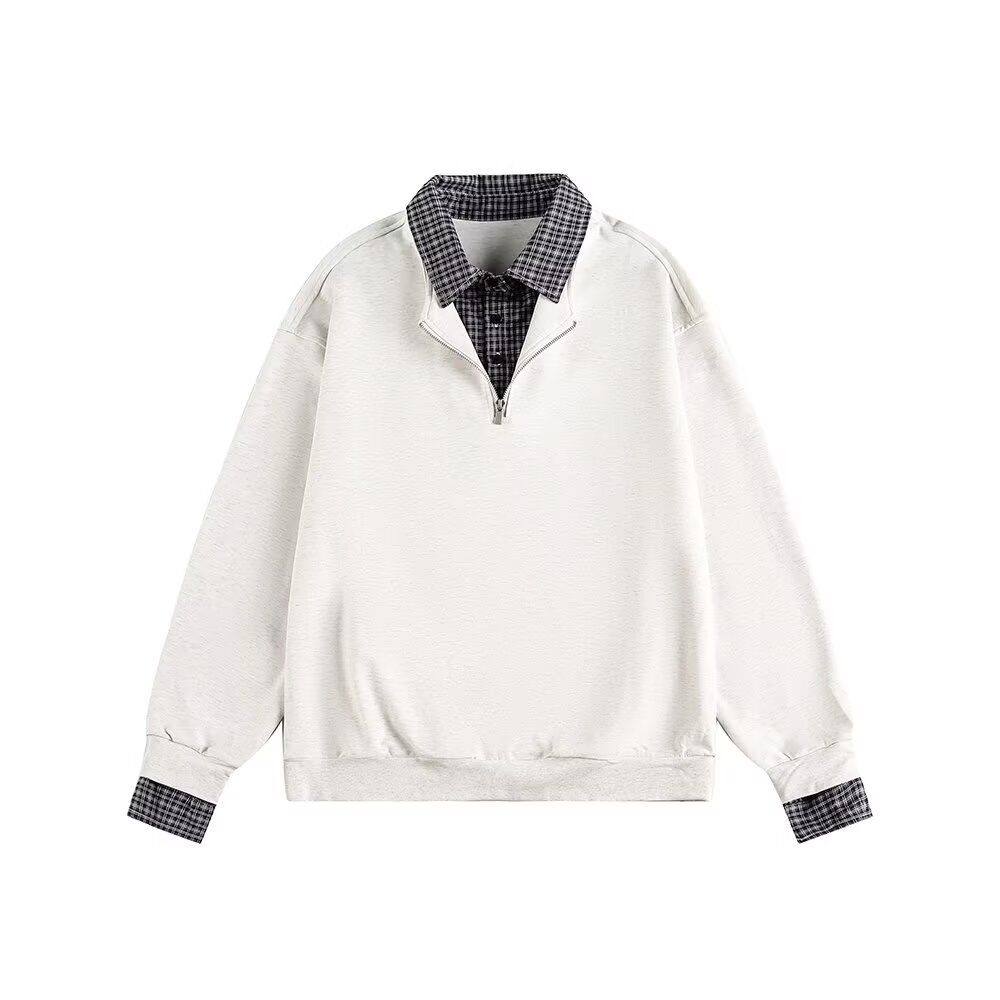 1506-1/MT5321/P48翻领羊毛镂空毛衣格纹假两件针织衫OE潮，男装针织衫/毛衣，星座1506-1