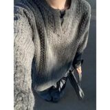 1506/M50131/P70美式男女情侣慵懒高级感亨利领宽松套头针织衫2，男装针织衫/毛衣，星座1506-1