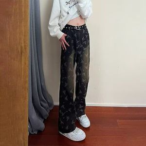 1506-1/KN6991/P46蝴蝶提花满印牛仔裤男款直筒痞帅高级感裤子图片