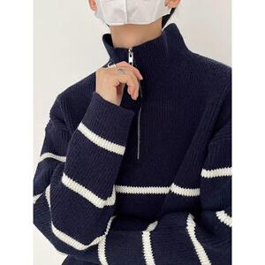 1506/M50071/P50毛衣男女秋装慵懒风bf复古软糯套头拉链针织衫1