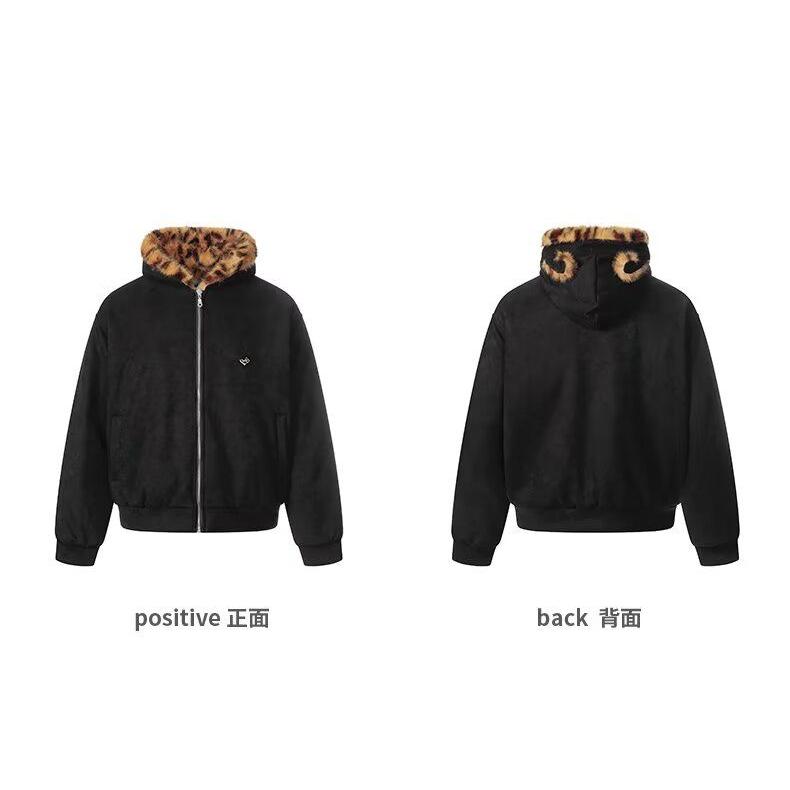 1506-1/Q86221/P95外套男潮流宽松高质量重磅鹿皮绒豹纹棉衣,男装棉衣,星座1506-1