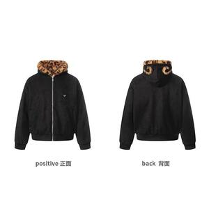 1506-1/Q86221/P95外套男潮流宽松高质量重磅鹿皮绒豹纹棉衣图片