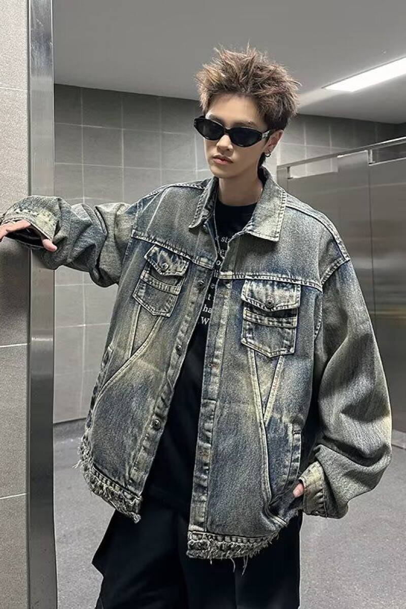 1506-1/JB231/P75牛仔长袖外套男女复古BF翻领夹克百搭外搭上衣潮,男装夹克,星座1506-1