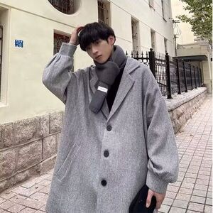 1506/N4211/P69男士秋冬季加厚夹克风衣韩版中长款呢子外套3图片