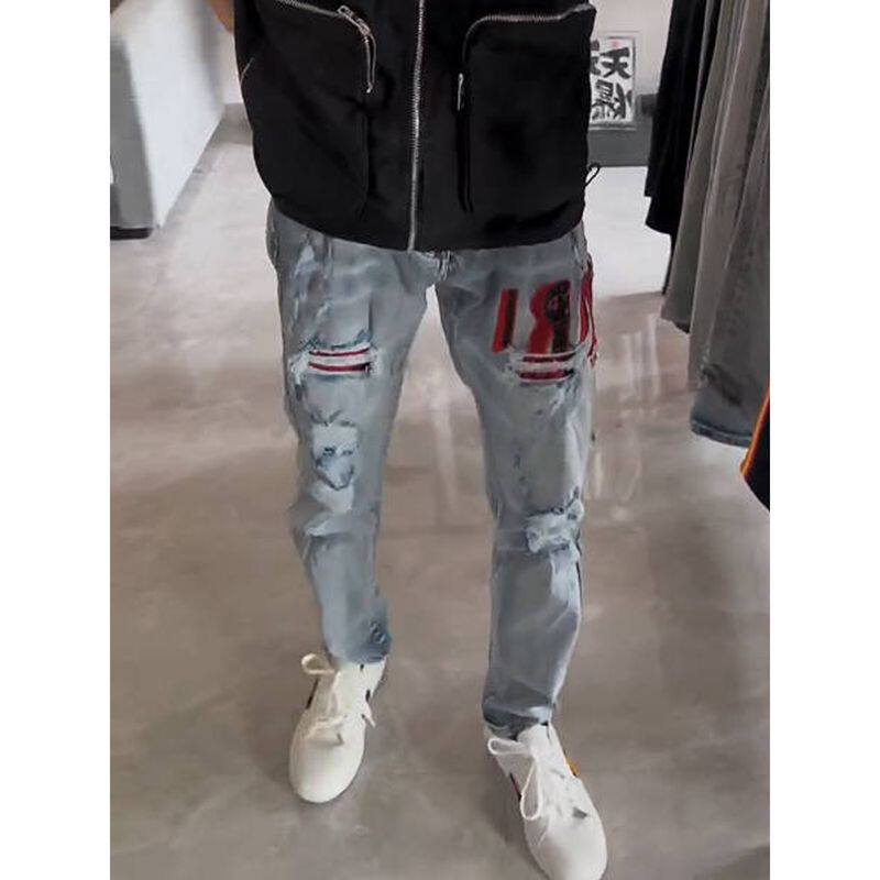 1506-1/KT1011/P54美式高街ins贴布夏季牛仔裤男女，男装牛仔裤，星座1506-1