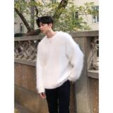 1506/MY021/P55白色水貂绒软糯毛衣男士秋冬季外穿宽松针织衫2，男装针织衫/毛衣，星座1506-1
