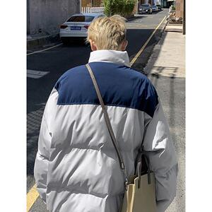 1506/MM501/P69美式复古撞色拼接立领棉服男潮牌宽松休闲外套1图片