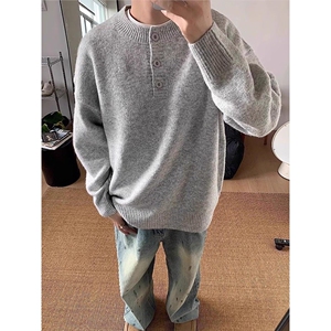1506/MM5991/P56秋冬新款毛衣美式复古休闲慵懒风V领针织衫男1图片