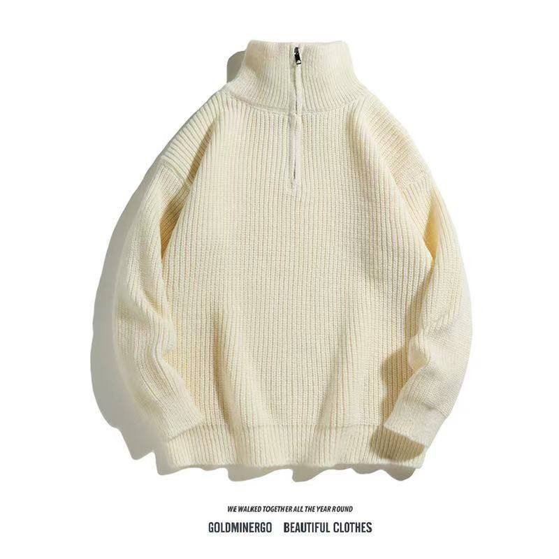 1506-1/M50011/P50半拉链毛衣男士韩版宽松翻领简约针织衫，男装针织衫/毛衣，星座1506-1