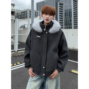 1506/M3671/P86连帽休闲毛呢拼接美式复古男女情侣装保暖外套2，男装棉衣，星座1506-1