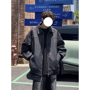 1506-1/JWT011/P56PU皮美式复古铆钉夹克男春秋麂皮翻图片