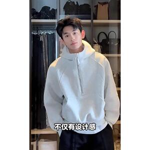 1506-1/WTB071/P73美式白花灰半拉链立领卫衣男款图片