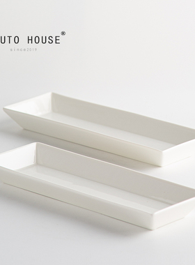 外贸出口餐具白色简约长方形陶瓷寿司面包盘五星级酒店高档冷菜盘