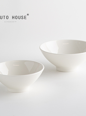 出口日本白色斗笠高脚防烫精致米饭碗陶瓷家用高档沙拉甜品碗J
