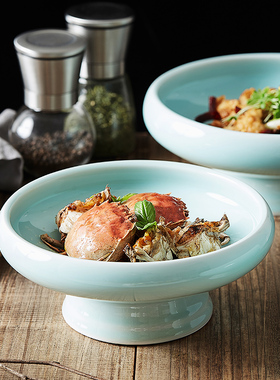 创意新中式陶瓷高脚水果盘大号客厅家用酒店贡品果盘意境菜餐具