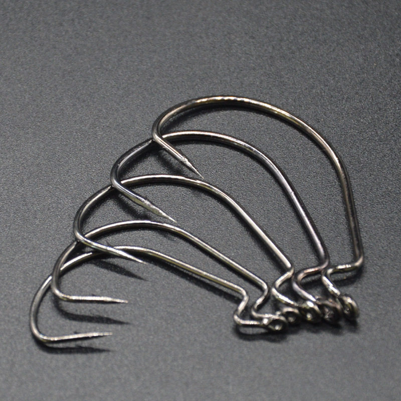 宽腹高碳钢曲柄钩10个/包德州钓组软饵钩软虫钩路亚钩垂钓用品