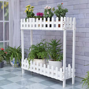 双层白色实木头花架子客厅隔断欧美式简约纯木质高大饭店阳台装饰