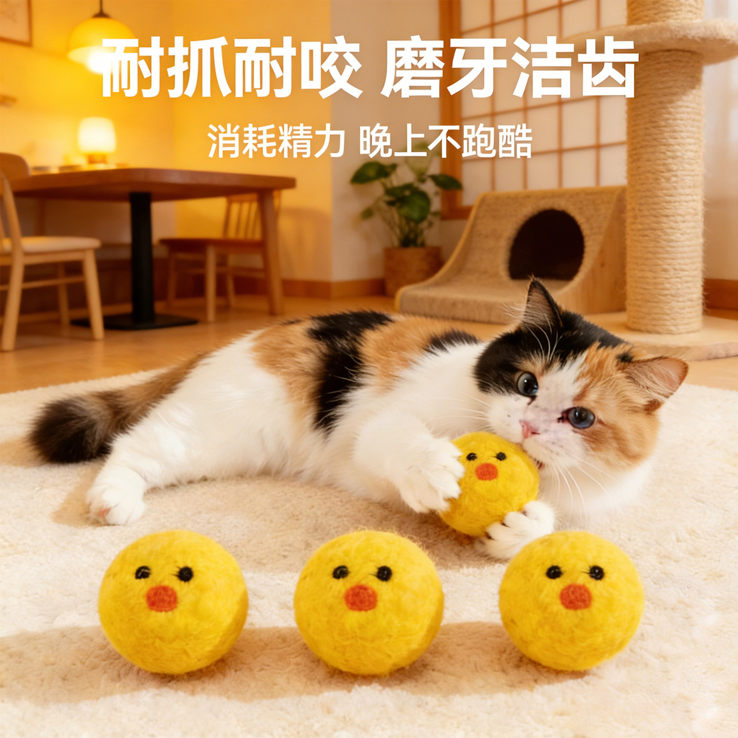 猫玩具羊毛球小鸡猫咪自嗨解闷神器逗猫棒耐抓耐咬小猫玩具球静音图片