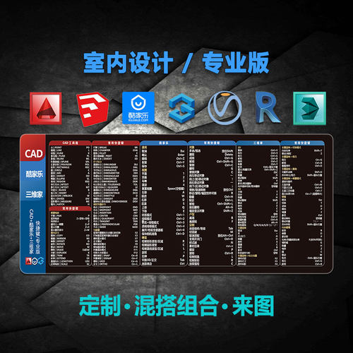 室内设计SU快捷键鼠标垫酷家乐Sketchup三维家Revit草图CAD桌垫
