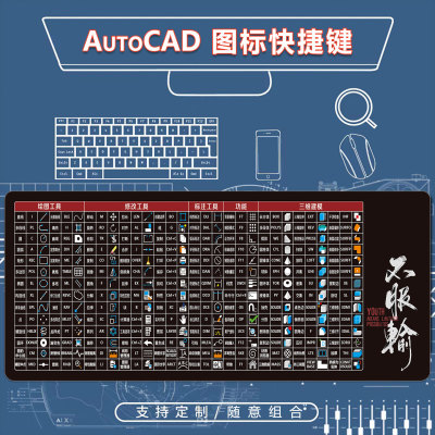 CAD快捷键鼠标垫办公AutoCAD二维三维命令机械室内建筑设计桌垫