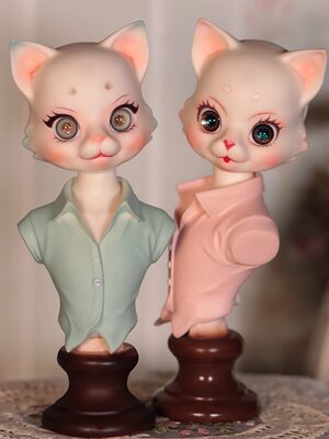 bjd6分娃娃猫头摆件正版sd娃树脂关节玩偶摆台新品现货 化妆